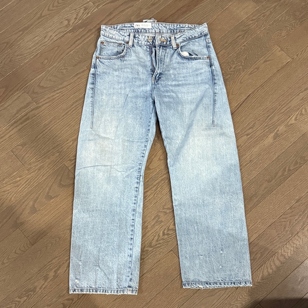 Light Wash Straight-Leg Jeans